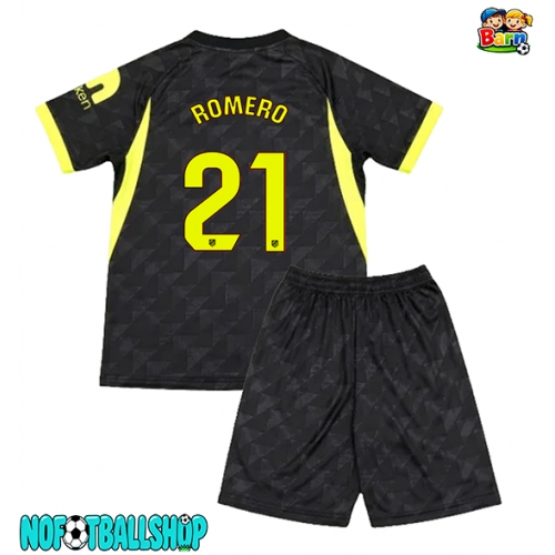 Atletico Madrid Cristian Romero #21 Bortedraktsett Barn 2026-27 Kortermet (+ Korte bukser) Atletico Madrid Cristian Romero #21 Bortedraktsett Barn 2026-27 Kortermet (+ Korte bukser)