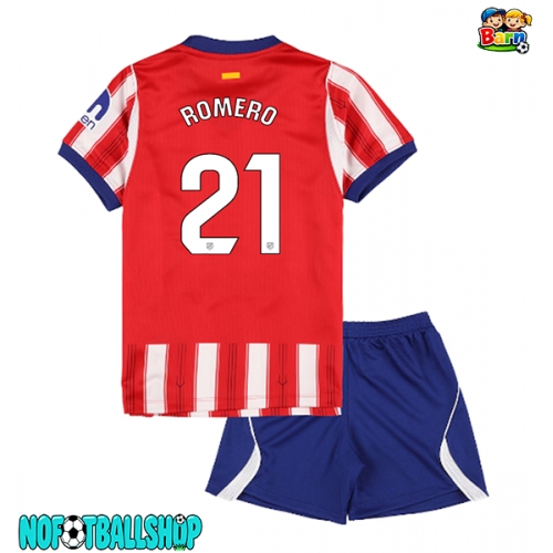 Atletico Madrid Cristian Romero #21 Hjemmedraktsett Barn 2026-27 Kortermet (+ Korte bukser) Atletico Madrid Cristian Romero #21 Hjemmedraktsett Barn 2026-27 Kortermet (+ Korte bukser)