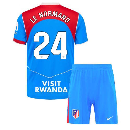 Atletico Madrid Robin Le Normand #24 Tredjedraktsett Barn 2025-26 Kortermet (+ Korte bukser) Atletico Madrid Robin Le Normand #24 Tredjedraktsett Barn 2025-26 Kortermet (+ Korte bukser)