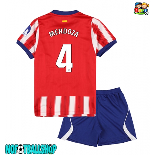 Atletico Madrid Rodrigo Mendoza #4 Hjemmedraktsett Barn 2026-27 Kortermet (+ Korte bukser) Atletico Madrid Rodrigo Mendoza #4 Hjemmedraktsett Barn 2026-27 Kortermet (+ Korte bukser)