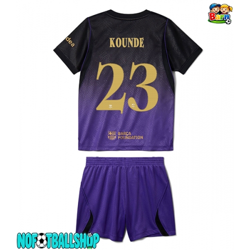 Barcelona Jules Kounde #23 Bortedraktsett Barn 2026-27 Kortermet (+ Korte bukser) Barcelona Jules Kounde #23 Bortedraktsett Barn 2026-27 Kortermet (+ Korte bukser)