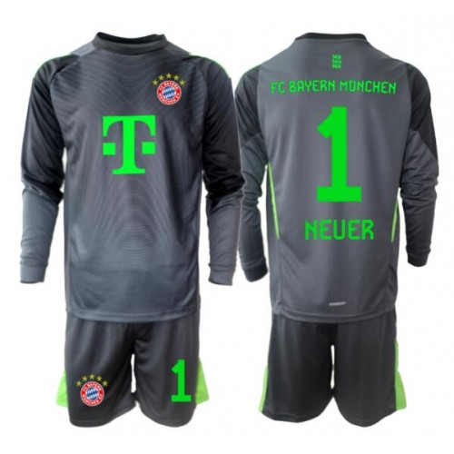 Bayern Munich Manuel Neuer #1 Keeper Bortedraktsett Barn 2025-26 Langermet (+ Korte bukser) Bayern Munich Manuel Neuer #1 Keeper Bortedraktsett Barn 2025-26 Langermet (+ Korte bukser)
