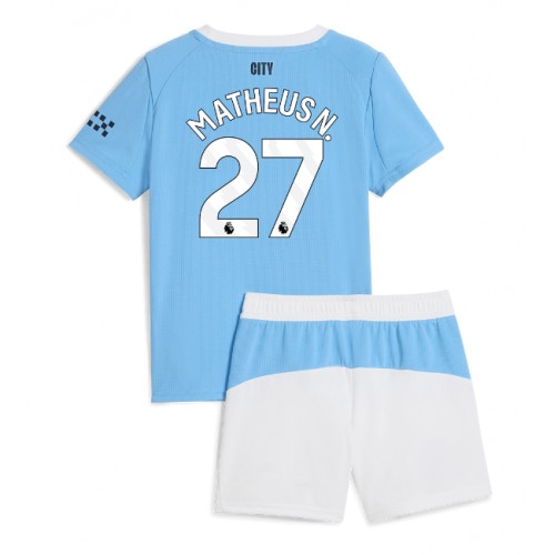 Manchester City Matheus Nunes #27 Hjemmedraktsett Barn 2025-26 Kortermet (+ Korte bukser) Manchester City Matheus Nunes #27 Hjemmedraktsett Barn 2025-26 Kortermet (+ Korte bukser)