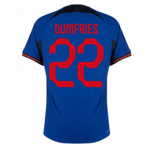Nederland Denzel Dumfries #22 Borte Drakt VM 2022 Kortermet
