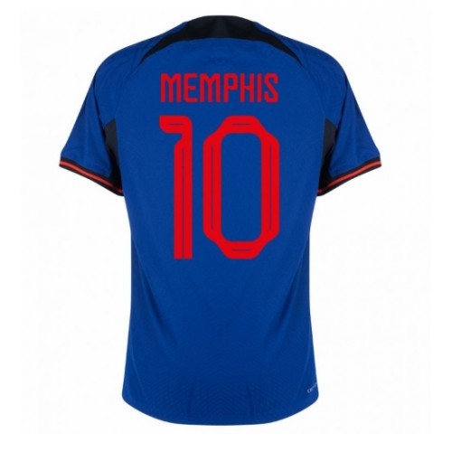 Nederland Memphis Depay #10 Borte Drakt VM 2022 Kortermet