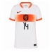 Nederland Tijjani Reijnders #14 Borte Drakt Dame VM 2026 Kortermet