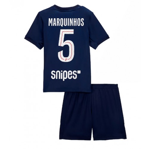 Paris Saint-Germain Marquinhos #5 Hjemmedraktsett Barn 2025-26 Kortermet (+ Korte bukser) Paris Saint-Germain Marquinhos #5 Hjemmedraktsett Barn 2025-26 Kortermet (+ Korte bukser)