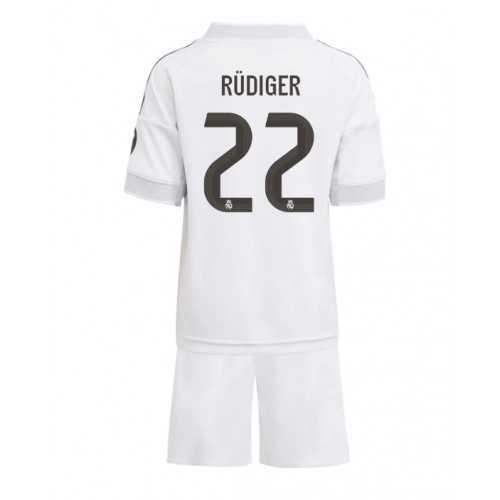 Real Madrid Antonio Rudiger #22 Hjemmedraktsett Barn 2025-26 Kortermet (+ Korte bukser) Real Madrid Antonio Rudiger #22 Hjemmedraktsett Barn 2025-26 Kortermet (+ Korte bukser)