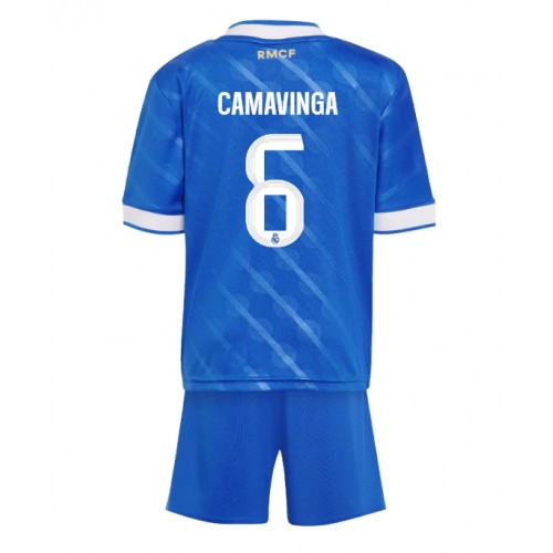 Real Madrid Eduardo Camavinga #6 Tredjedraktsett Barn 2025-26 Kortermet (+ Korte bukser) Real Madrid Eduardo Camavinga #6 Tredjedraktsett Barn 2025-26 Kortermet (+ Korte bukser)