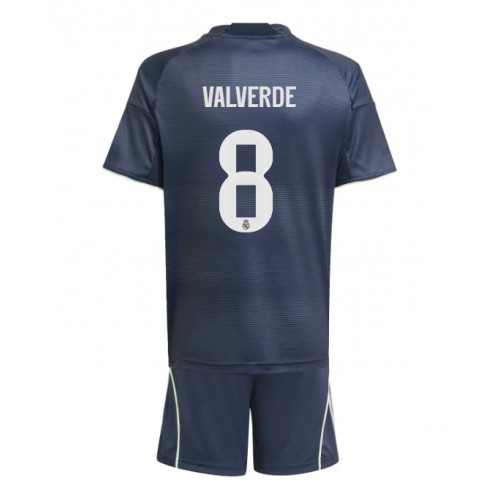 Real Madrid Federico Valverde #8 Bortedraktsett Barn 2025-26 Kortermet (+ Korte bukser) Real Madrid Federico Valverde #8 Bortedraktsett Barn 2025-26 Kortermet (+ Korte bukser)