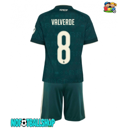 Real Madrid Federico Valverde #8 Bortedraktsett Barn 2026-27 Kortermet (+ Korte bukser) Real Madrid Federico Valverde #8 Bortedraktsett Barn 2026-27 Kortermet (+ Korte bukser)