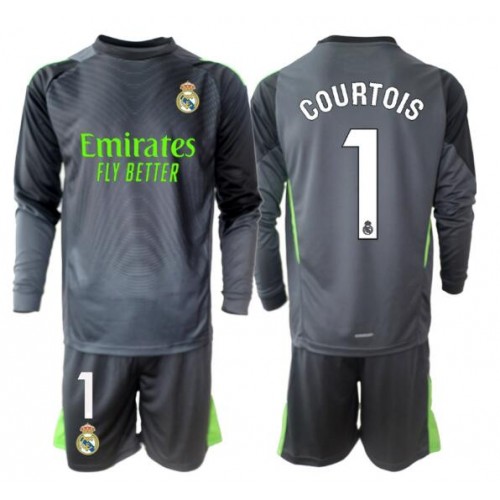 Real Madrid Thibaut Courtois #1 Keeper Tredjedraktsett Barn 2025-26 Langermet (+ Korte bukser) Real Madrid Thibaut Courtois #1 Keeper Tredjedraktsett Barn 2025-26 Langermet (+ Korte bukser)